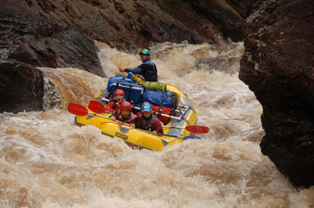 Coruscades Class IV white water rafting on the Franklin River. Photo J. Davis, Water by Nature Tasmania