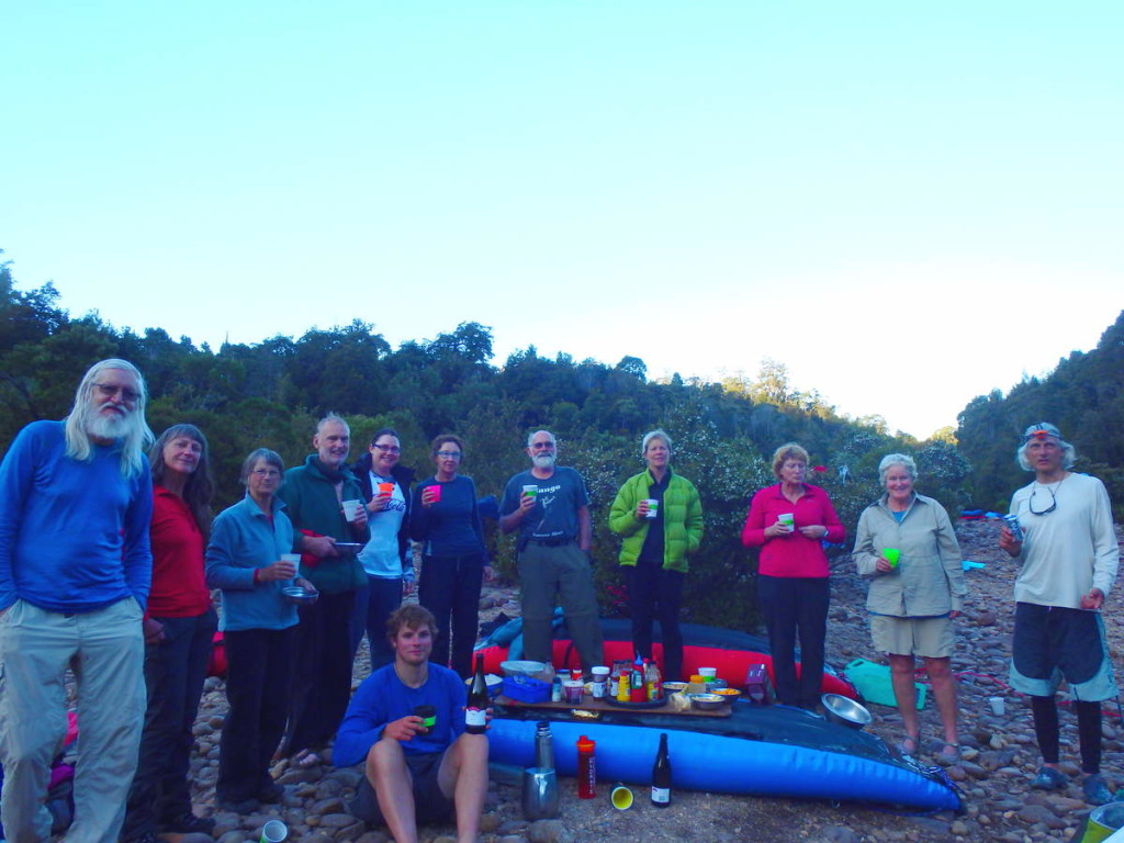 Cheers! Champagne on Flat Island - at Water by Nature Tasmania, Franklin River Rafting™