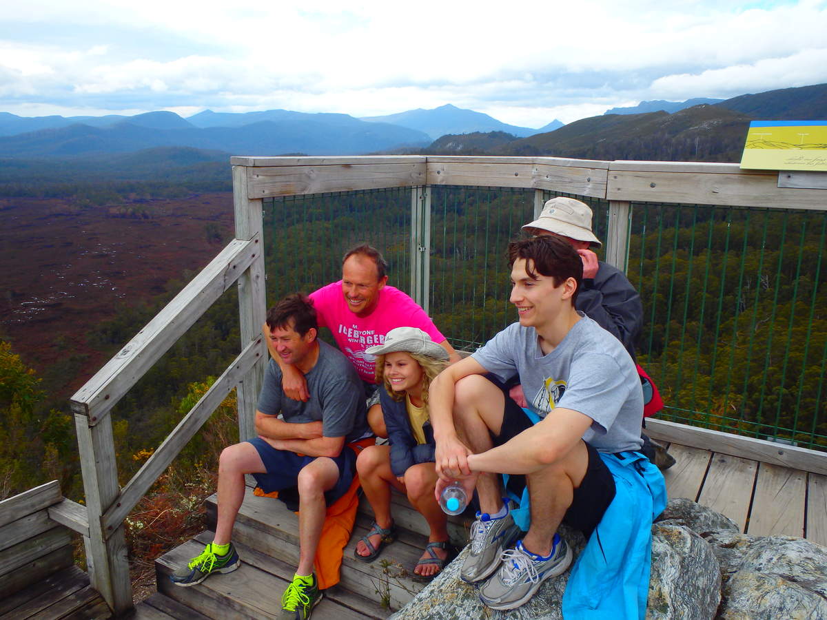 Excursion to Donaghys Hill Lookout, one of the 60 Great Short Walks of Tasmania. This vantage point grants vistas of the vast Wilderness of the Franklin-Gordon Wild Rivers National Park. — at Water by Nature Tasmania - Franklin River Rafting.