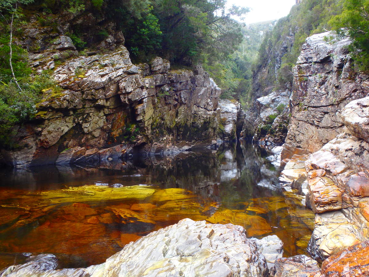 Irenabyss (Chasm of Peace), a remarkable narrow Gorge on the Franklin River — at Water by Nature Tasmania - Franklin River Rafting.