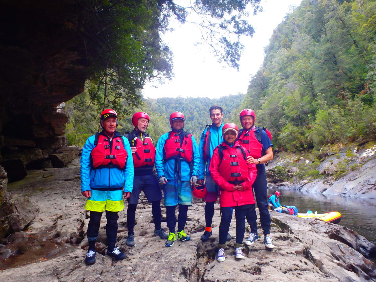 Our crew, ready for the final paddle to Sir John Falls on the Gordon River. — at Water by Nature Tasmania - Franklin River Rafting.