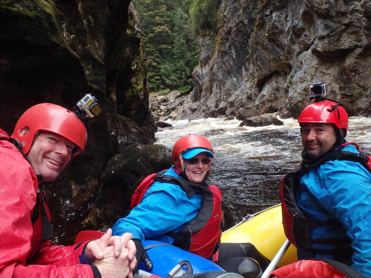 All smiles after running Thunderush - at Water by Nature Tasmania, Franklin River Rafting