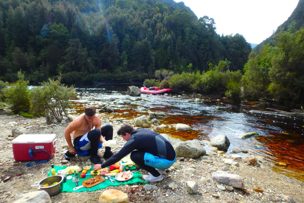 Lunch at Rafters Basin - Water by Nature Tasmania, Franklin River Rafting