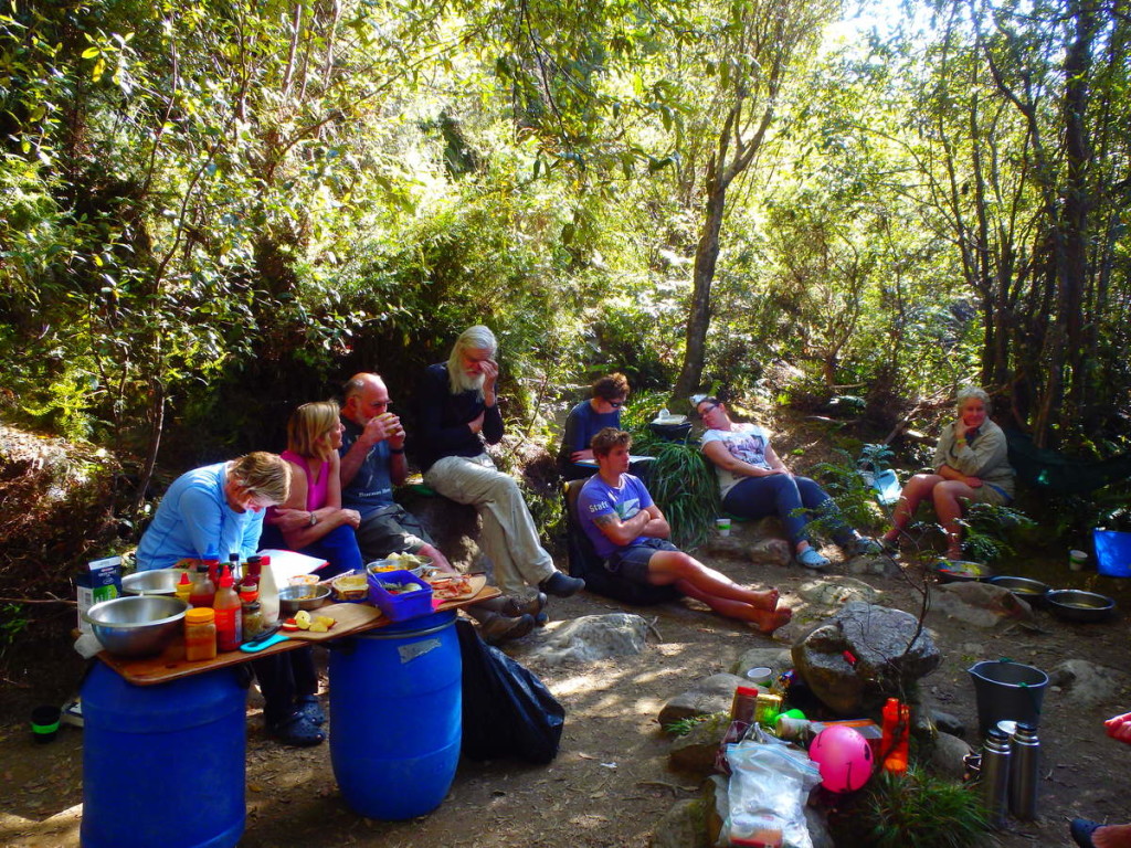Relaxing in camp at Rafters Basin - at Water by Nature Tasmania, Franklin River Rafting™