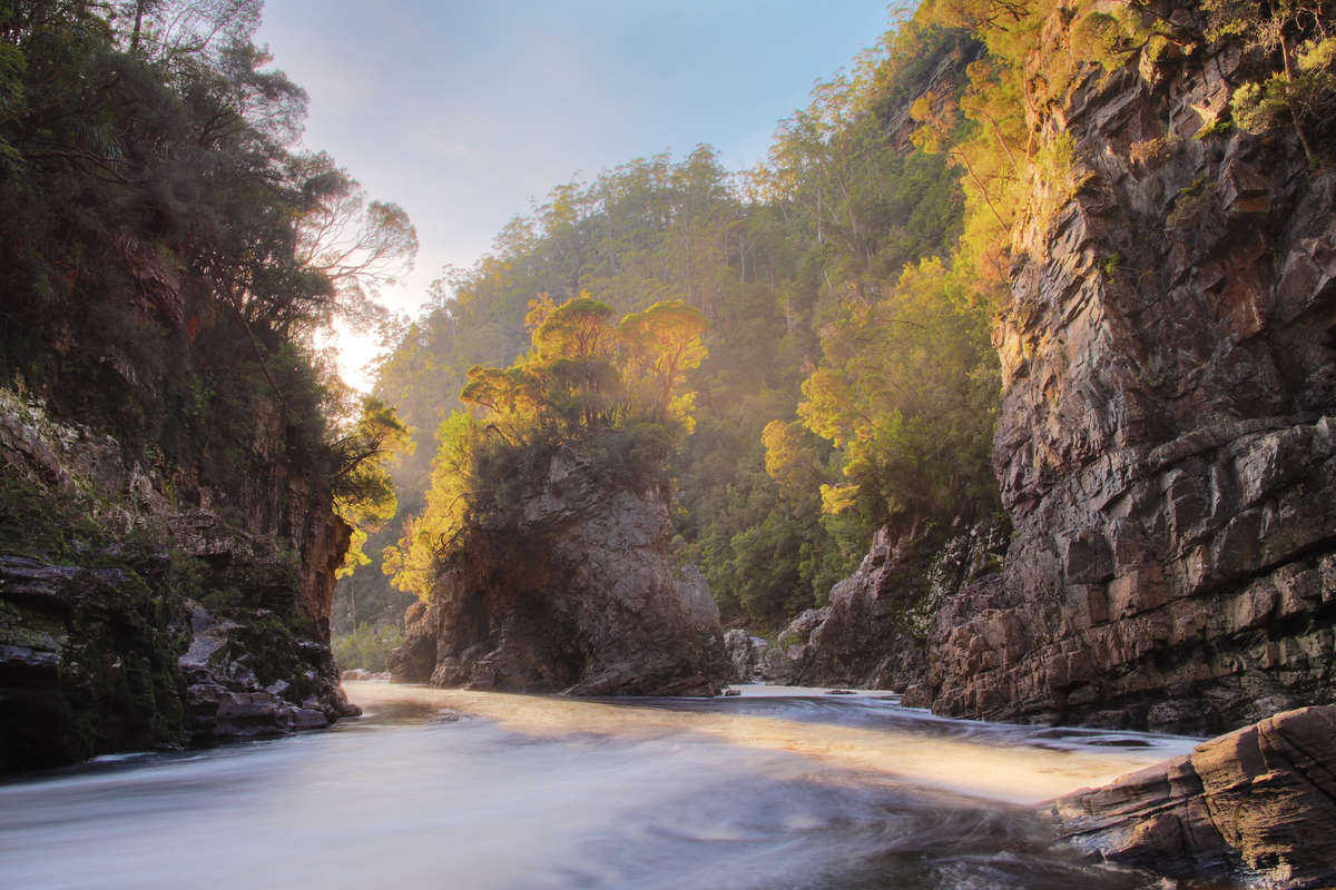 Morning light on iconic Rock Island Bend on the Franklin RIver - by Wolfgang Glowacki
