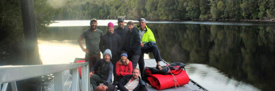 group shot at sir john falls jetty Gordon River Tasmania