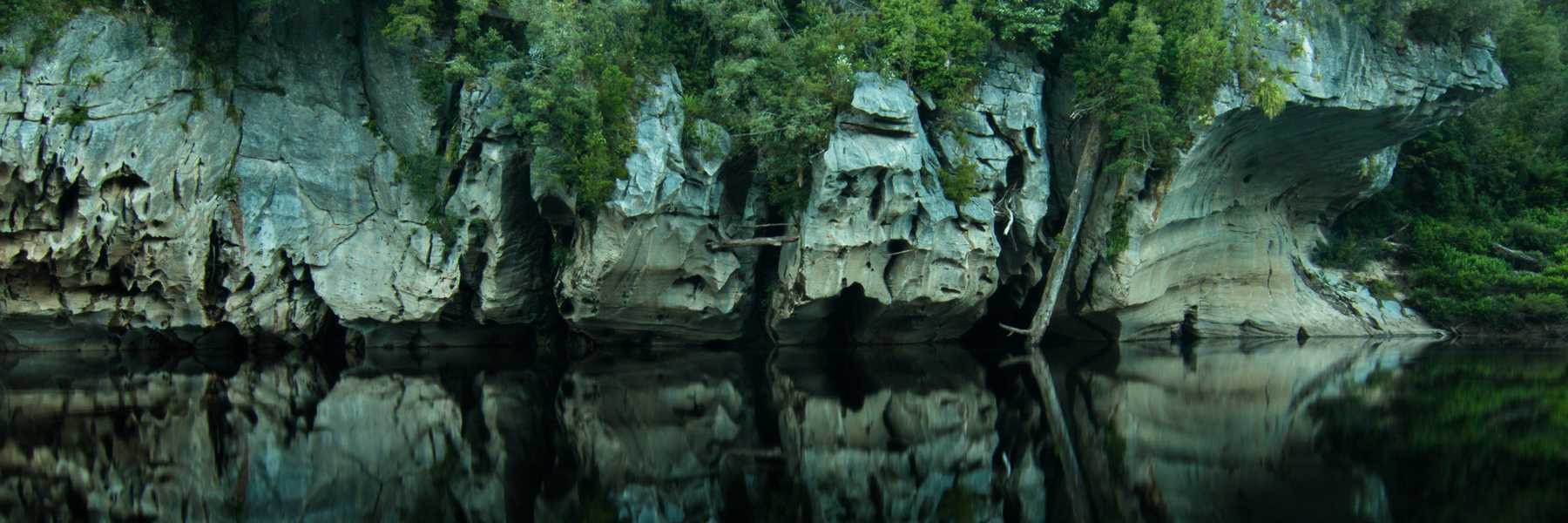 mirror reflections at Verandah Cliffs along the Franklin River